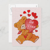 Be Mine Teddy Bearバレンタイン葉書 シーズンポストカード (正面/裏面)