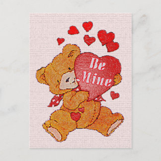 Be Mine Teddy Bearバレンタイン葉書 シーズンポストカード