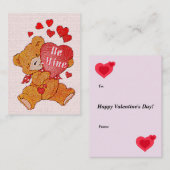 Be Mine Teddy Bear Valentine Mini Kids Cards ノートカード (正面/裏面)