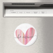 Be Mine Valentineかわいいピンクのテクスチャードハートマグネット マグネット (インサイチュ (食洗機))