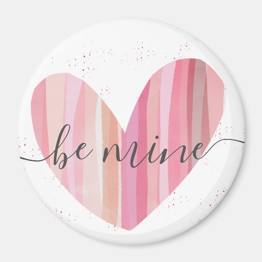 Be Mine Valentineかわいいピンクのテクスチャードハートマグネット マグネット (正面)