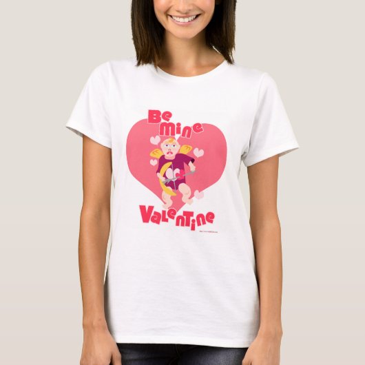 Be Mine Valentineかわいい漫画の愛のスローガン Tシャツ (正面)