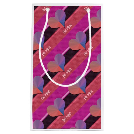 Be Mine Valentine反射ハート スモールペーパーバッグ (正面)