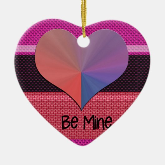 Be Mine Valentine反射ハート セラミックオーナメント (正面)