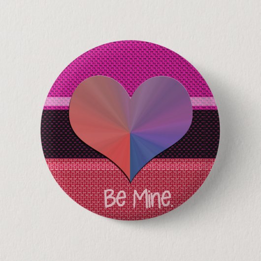 Be Mine Valentine反射ハート 缶バッジ (正面)