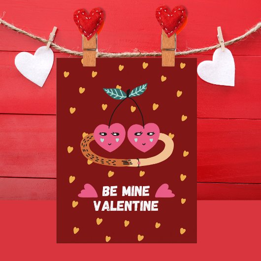 Be Mine Valentine, 2かわいいピンクのさくらんぼin Love シーズンポストカード