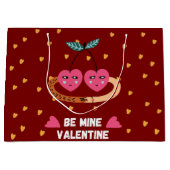Be Mine Valentine, 2かわいいピンクのさくらんぼin Love ラージペーパーバッグ (正面)