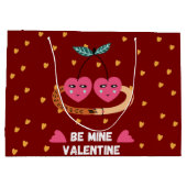 Be Mine Valentine, 2かわいいピンクのさくらんぼin Love ラージペーパーバッグ (裏面)