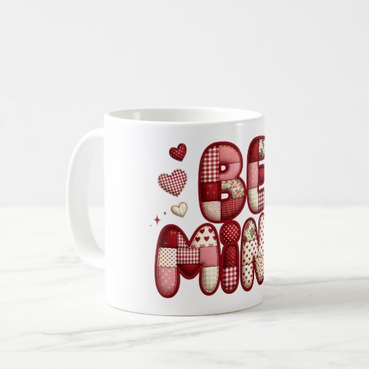 Be Mine Valentine Coffee Mug | Patchwork Quilted H コーヒーマグカップ (正面左)