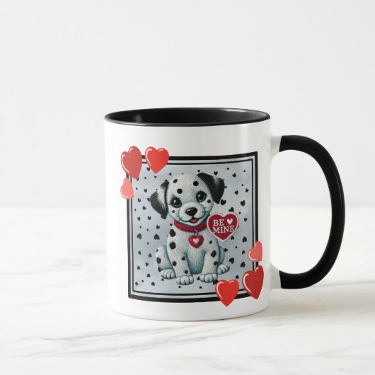 「Be Mine Valentine Dalmatian Puppy Coffee Mug マグカップ (右)