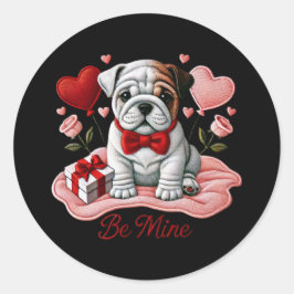 Be Mine Valentine Englishブルドッグシール ラウンドシール