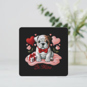 Be Mine Valentine English Bulldog Greeting Card シーズンカード (スタンド正面)