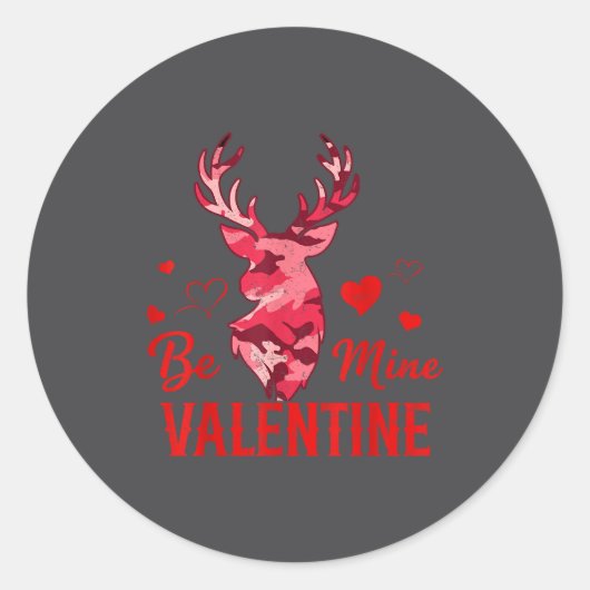 Be Mine Valentine Nk Camo Buck Deer Hunting Valent ラウンドシール (正面)