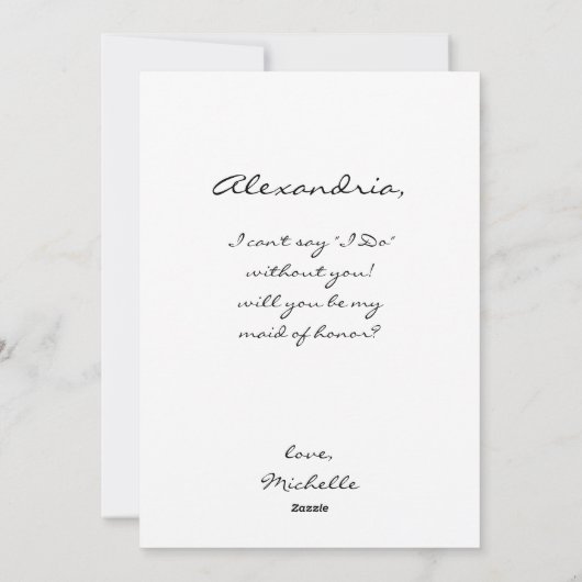 Be Mine Valentine Photo Be Myメイド・オブ・オーナー(花嫁付き添い人) シーズンカード (裏面)