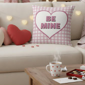 Be Mine Valentine Pink and White Plaid Gingham クッション
