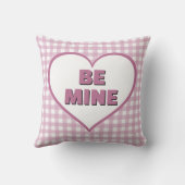 Be Mine Valentine Pink and White Plaid Gingham クッション (裏面)