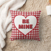 Be Mine Valentine Red and White Plaid Gingham クッション (ブランケット)