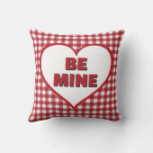 Be Mine Valentine Red and White Plaid Gingham クッション (裏面)