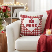 Be Mine Valentine Red and White Plaid Gingham クッション