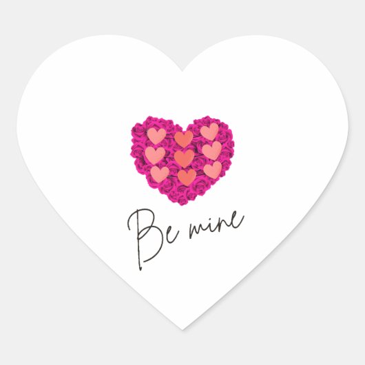 Be Mine Valentine shirt |Rose with Heart Love ハートシール (正面)