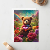 Be mine Valentine Teddy 1 ノートカード (正面/裏面インサイチュ)