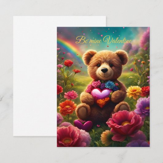 Be mine Valentine Teddy 1 ノートカード (正面/裏面)