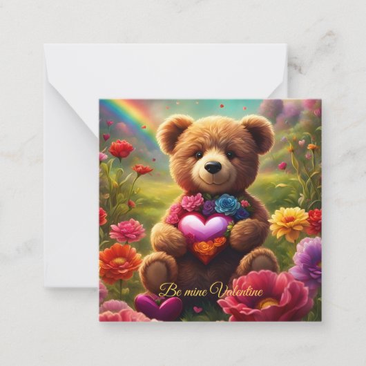 Be mine Valentine Teddy 1 ノートカード (正面)