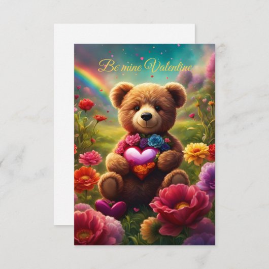 Be mine Valentine Teddy 1 招待状 (正面/裏面)