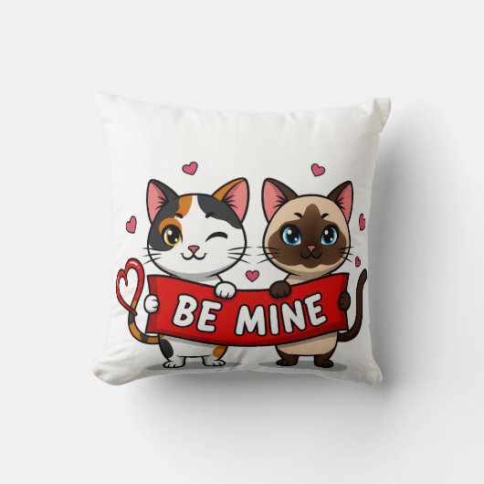 BE MINE Valentine's Cats | Cute Kittens with Love クッション (正面)