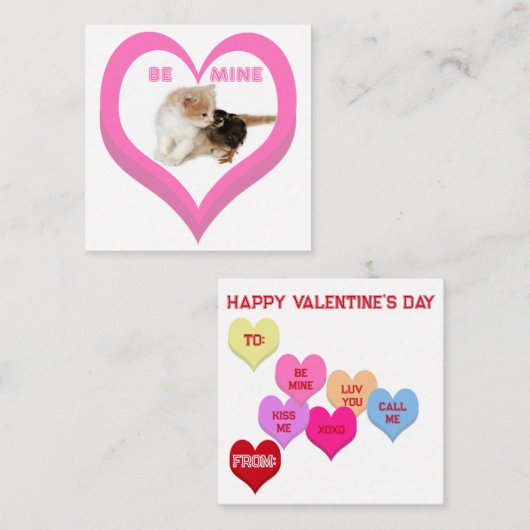 BE MINE Valentine's Critters Conversation Hearts ノートカード (正面/裏面)