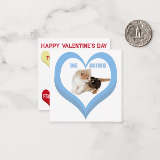 BE MINE Valentine's Critters Conversation Hearts ノートカード (正面/裏面インサイチュ)