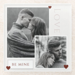 Be Mine Valentine's Dayカップルの写真の愛 ガラスコースター