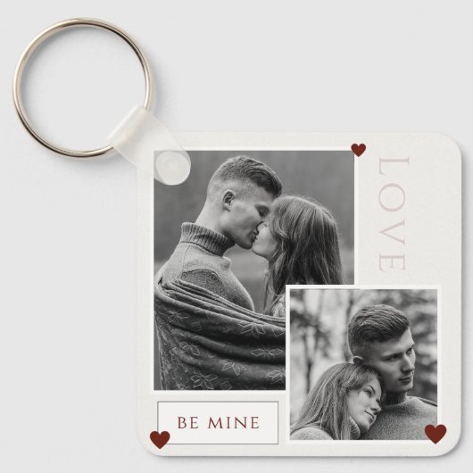 Be Mine Valentine's Dayカップルの写真の愛 キーホルダー (正面)