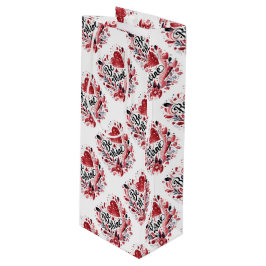 Be Mine Valentine's Dayハートと花 ワインギフトバッグ