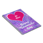 Be Mine Valentine's Day Pink Grid ノートブック (右側)