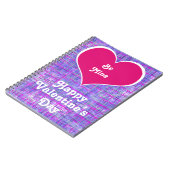 Be Mine Valentine's Day Pink Grid ノートブック (左側)