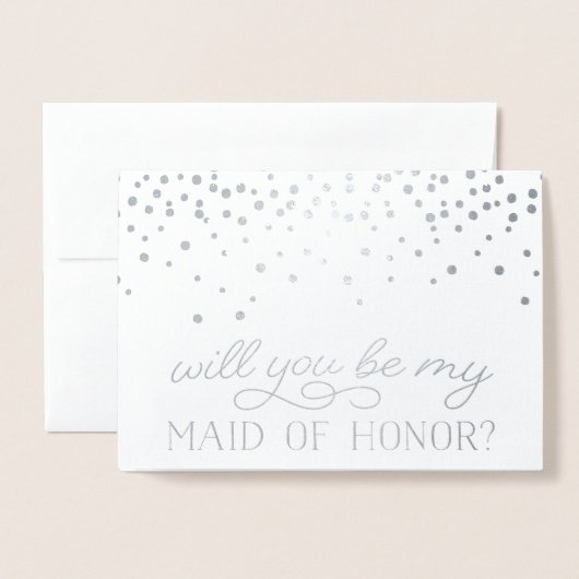 Be Myメイド・オブ・オーナー(花嫁付き添い人) | パーソナライズされたフォトシルバー 箔カード (封筒付き正面)