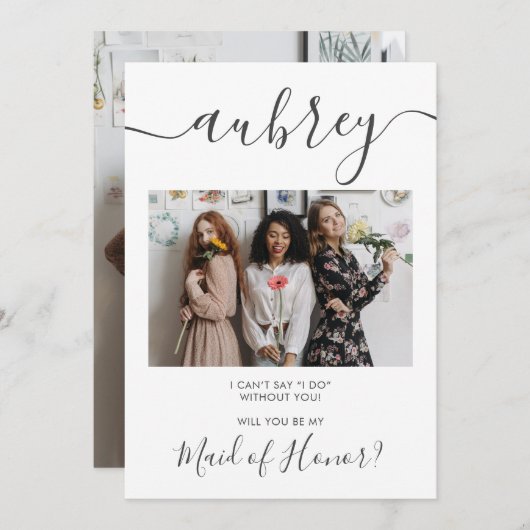 Be Myメイド・オブ・オーナー(花嫁付き添い人)フォトモダン招待状 招待状 (正面/裏面)