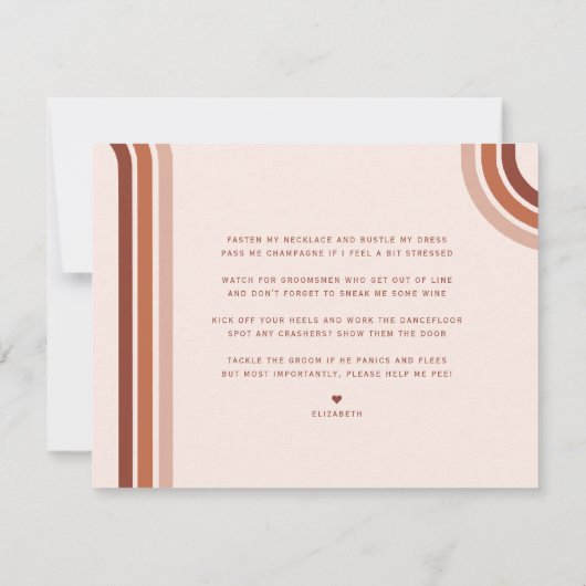 Be Myメイド・オブ・オーナー（花嫁付き添い人） |写真とカレンダー 案内状 (裏面)