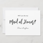 Be Myメイド・オブ・オーナー（花嫁付き添い人）白黒スクリプト招待状 招待状 (正面)