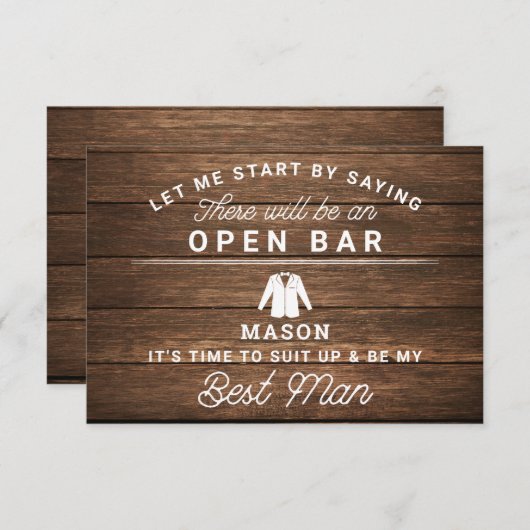 『Be My花婿介添人カード-ウッ素朴ド』 サンキューカード (正面/裏面)