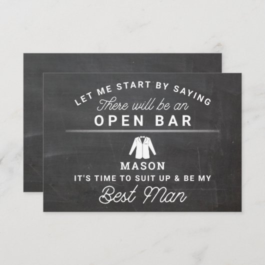 Be My花婿介添人カード – 素朴 Chalkboard サンキューカード (正面/裏面)