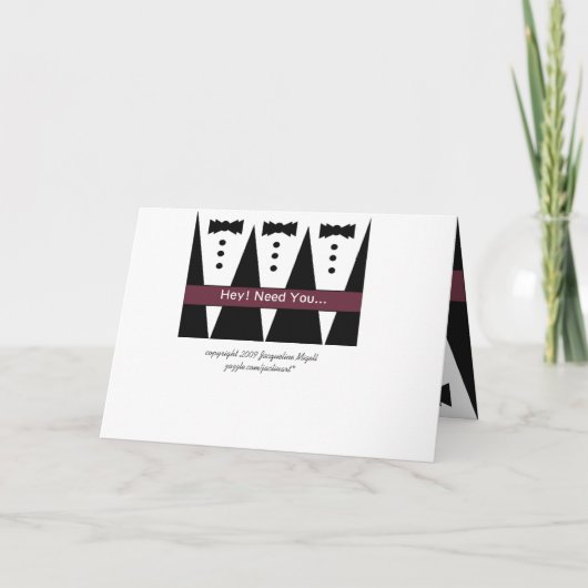 Be My花婿介添人with Tuxes おもしろい - 招待状 (裏面)