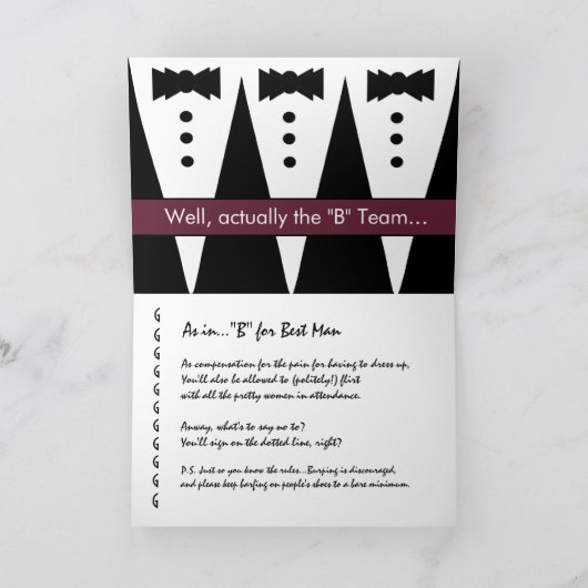 Be My花婿介添人with Tuxes おもしろい - 招待状 (内部)
