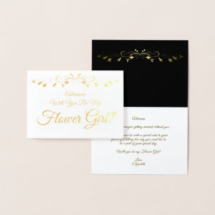 Be My 結婚's Flower Girlのヴィンテージエレガント金ゴールド 箔カード