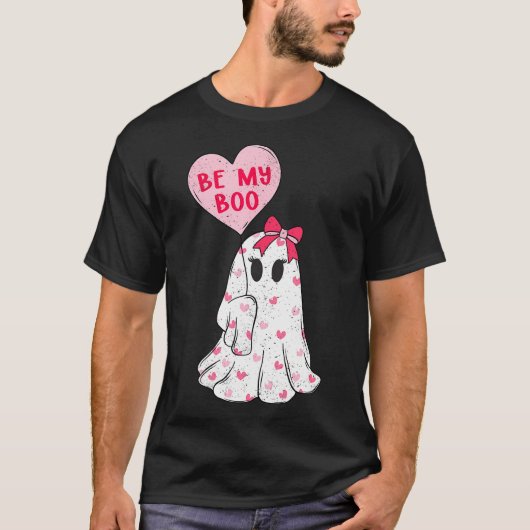 Be My Booかわいいバレンタイン幽霊ピンクバレンタインD Tシャツ (正面)