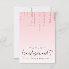Be My Bridesmad Pinkグリッターイヤリングホルダー サンキューカード