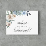 Be My Bridesmaid Dusty Blue Beige Flowers Boho Inv インビテーションポストカード<br><div class="desc">ブリデスメイドエレガントプロポーザル葉書は、水色フローラドロップの青と中性の花と繊細な書道を特徴とする。あなたの花嫁のメイドと差出人住所のためのメッセージでカードを戻す。招待状は冬と秋の結婚式に最適。</div>