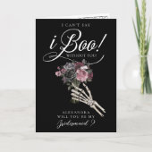 Be My Bridesmaid? Gothic Skeleton Floral Bouquet カード (正面)