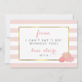 Be My Flower Girlカード |ピンクストライプ赤面牡丹 招待状 (裏面)